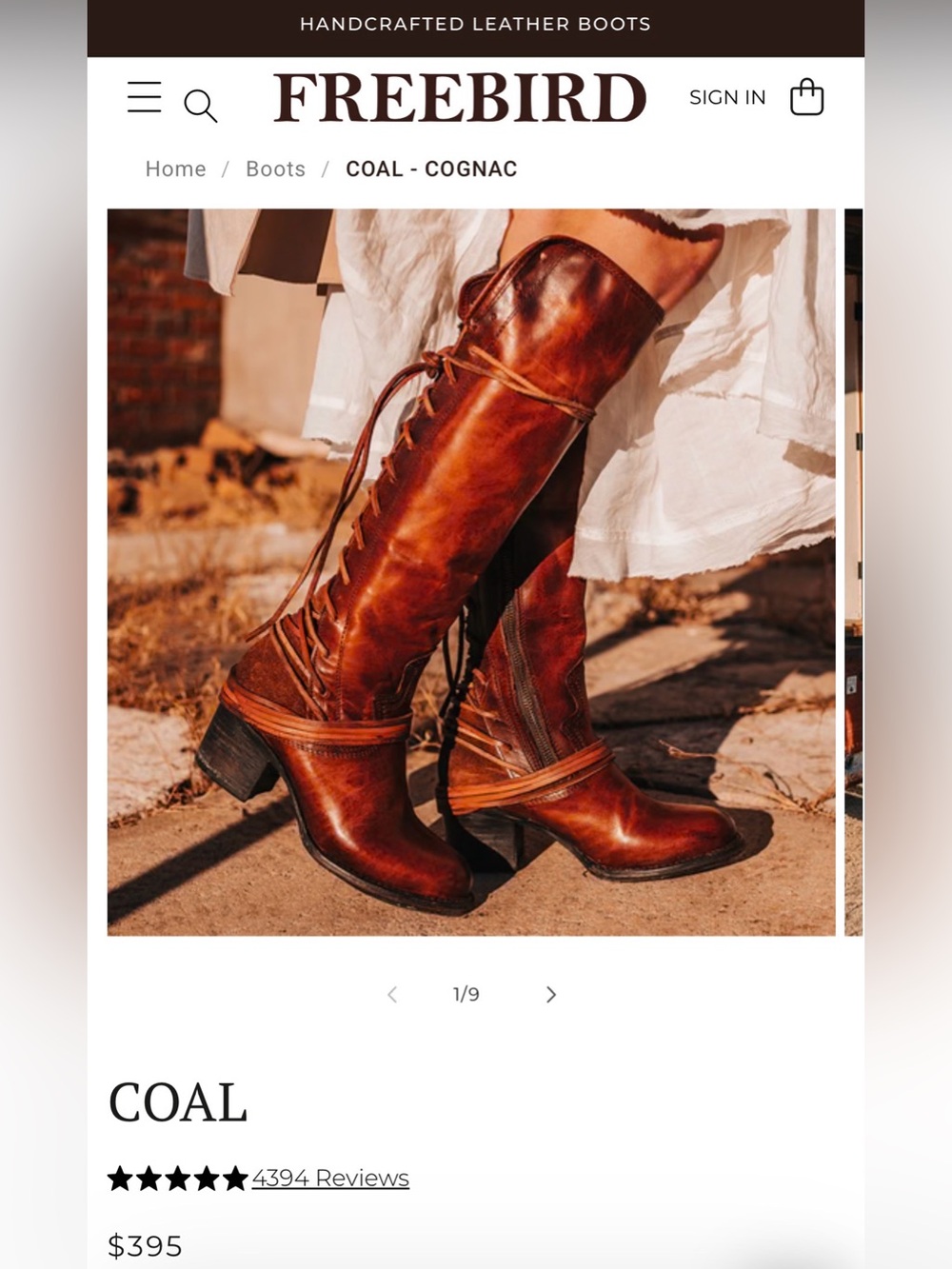 Freebird Coal Cognac Tall Lace-Up Leather Boots Size 8 NEW Box Retail $395